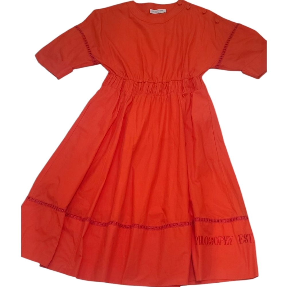 PHILOSOPHY  di Lorenzo Serafini Orange Dolman Sleeve Midi Dress